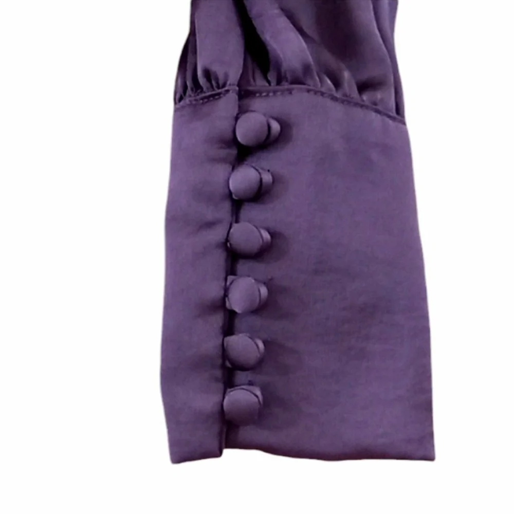 Band Of Gypsies Mon Cheri Plum Satin Faux Wrap Blouse Size XS